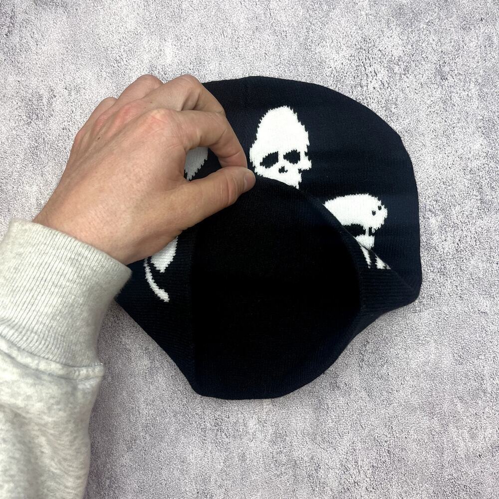 y2k grunge punk black and white skeleton beanie - Picture 4 of 7